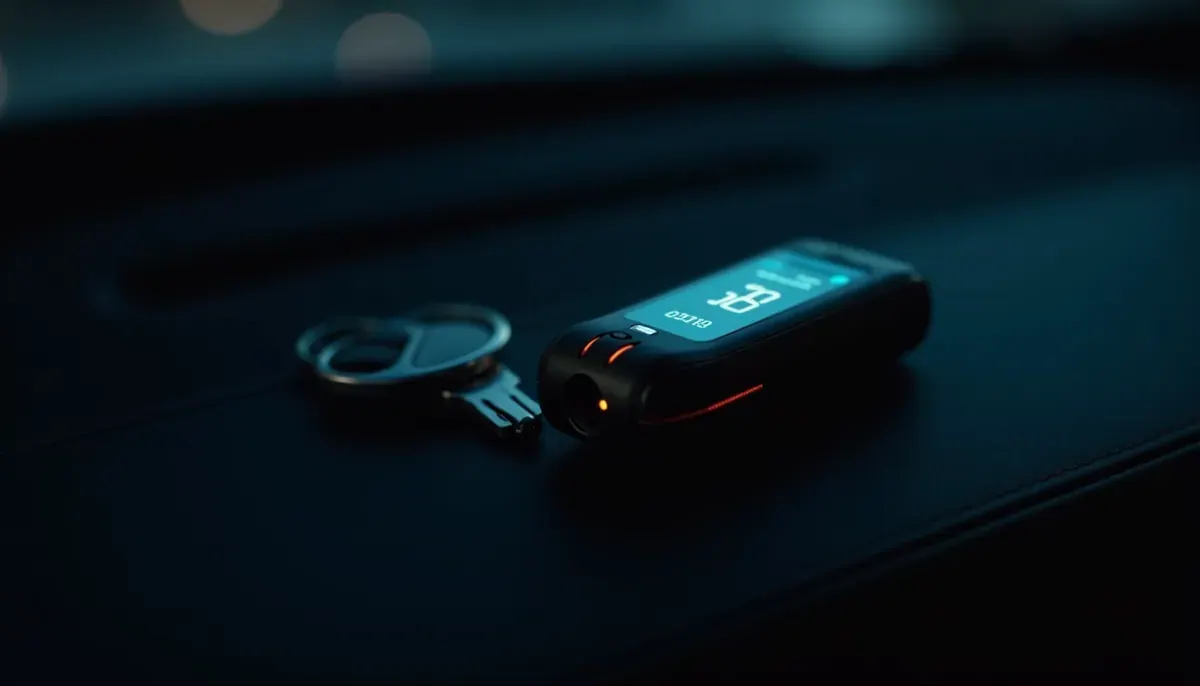 Éthylotest électronique sur le tableau de bord d'une voiture française