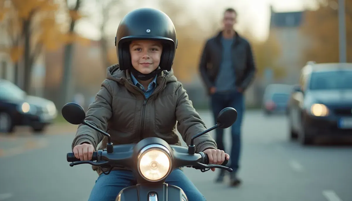 Jeune Parisien de 14 ans en formation BSR sur scooter avec moniteur