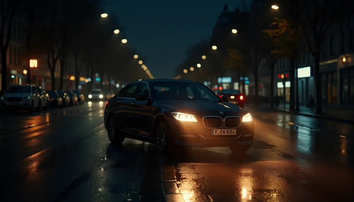 Voiture circulant la nuit à Paris