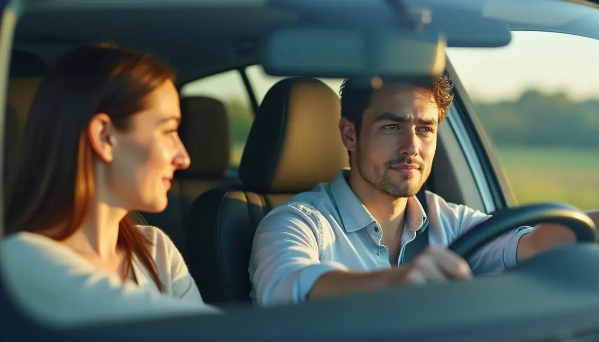Adulte en conduite supervisée accompagné d'un parent sur une route française