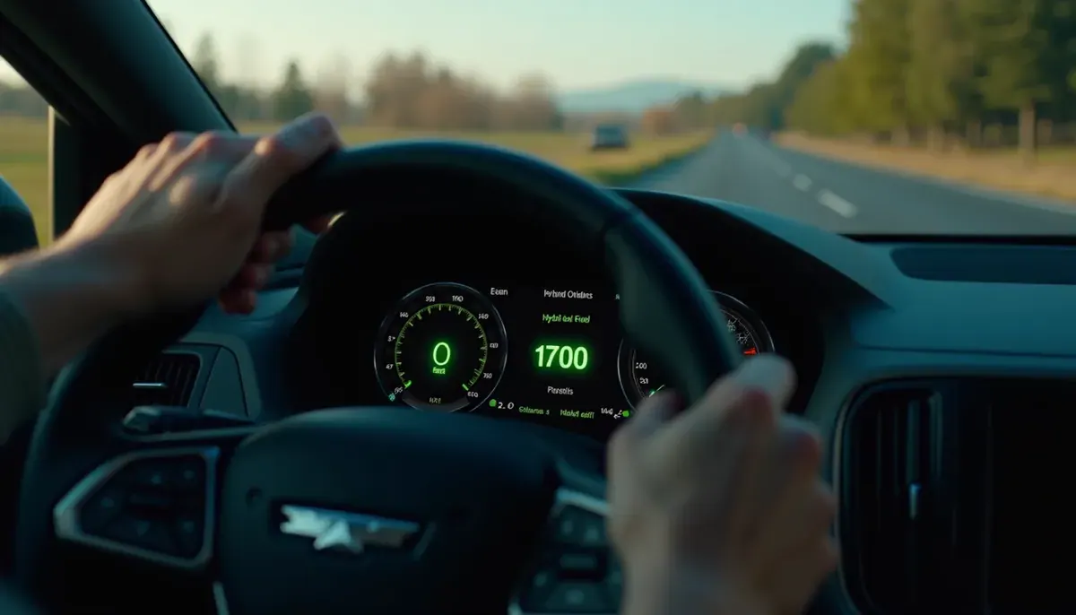 Écran de tableau de bord affichant une consommation de carburant optimisée