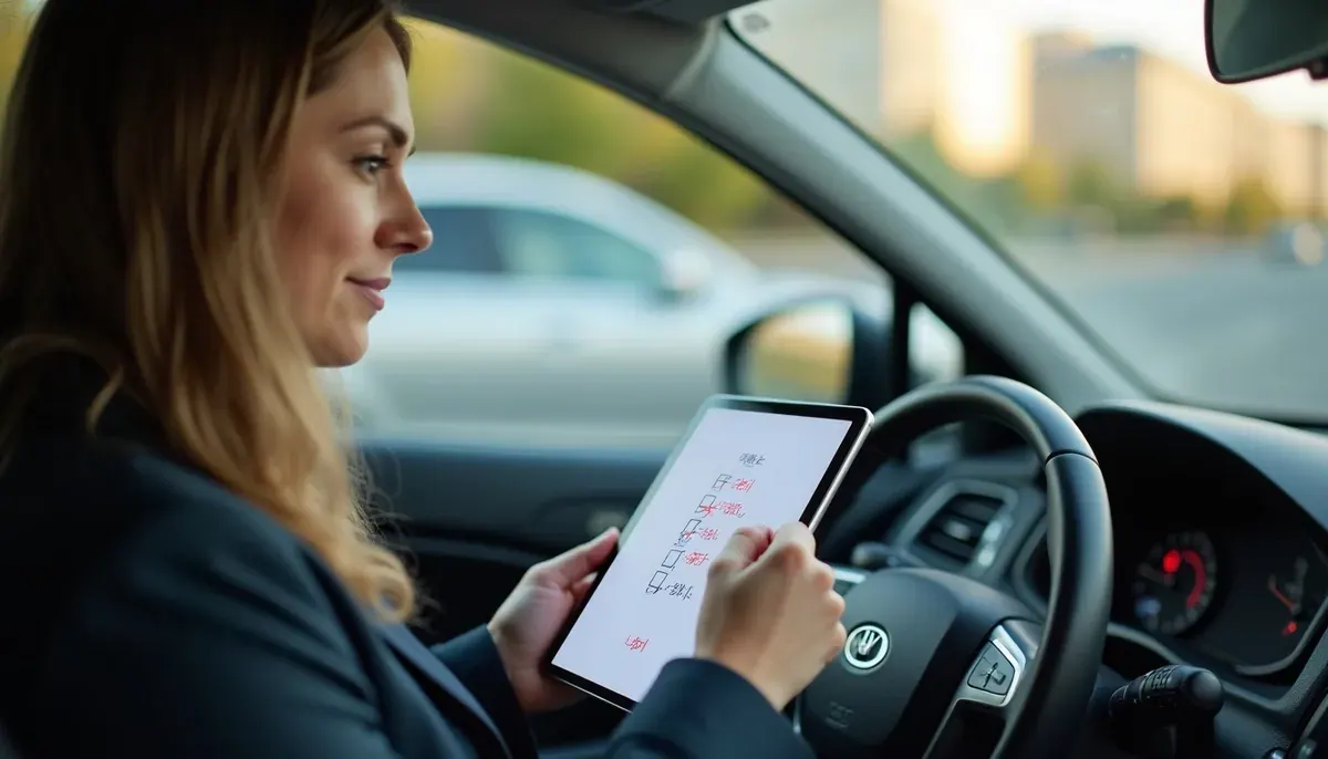 Inspecteur du permis assis à côté d'un candidat examen pratique à Paris