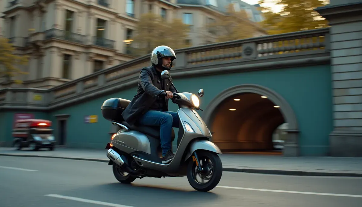 Scooter 125 cc sur les quais de Seine à Paris