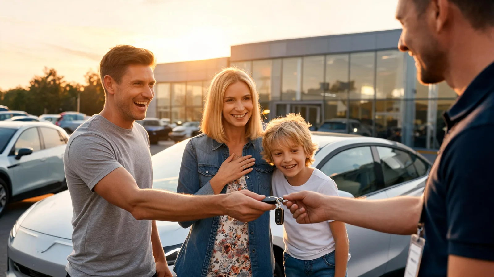 Petite voiture electrique citadine garee devant un immeuble residentiel