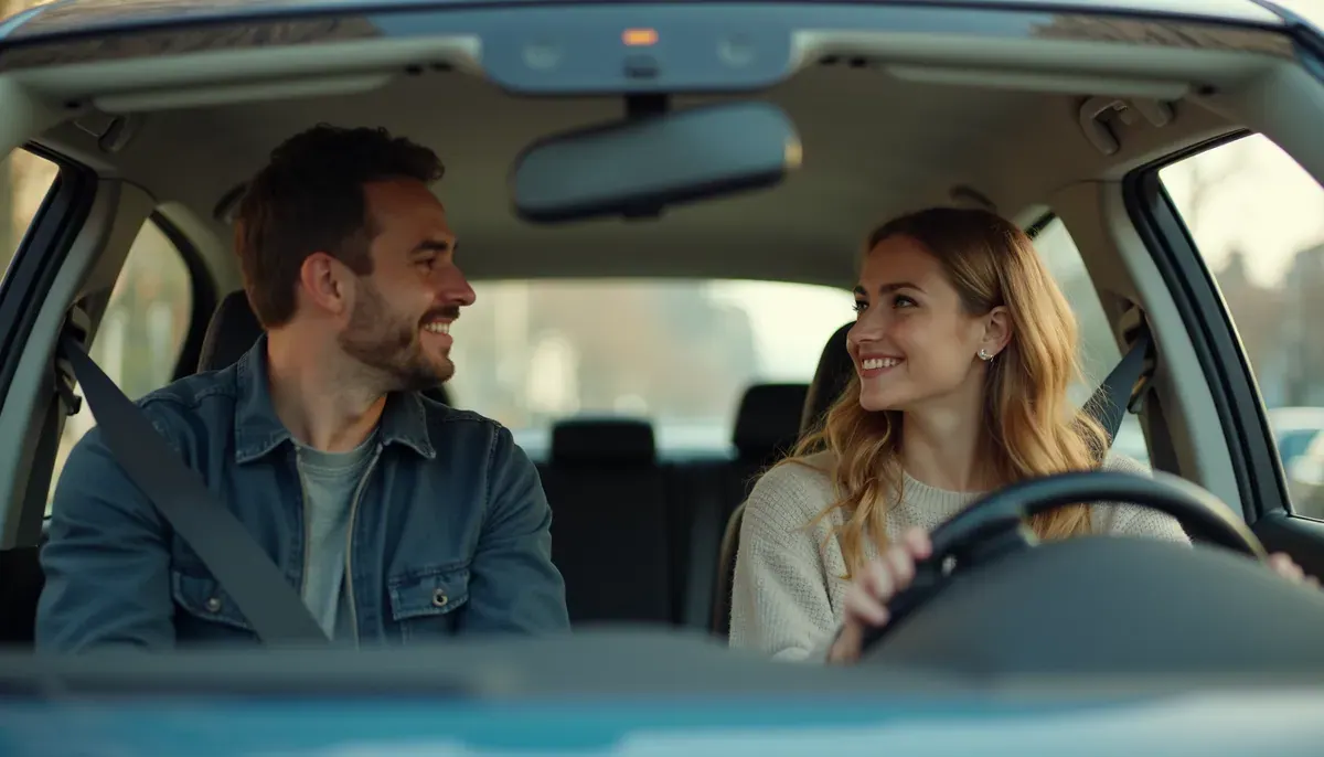 Parent accompagnateur assis à droite d'un jeune conducteur AAC à Paris