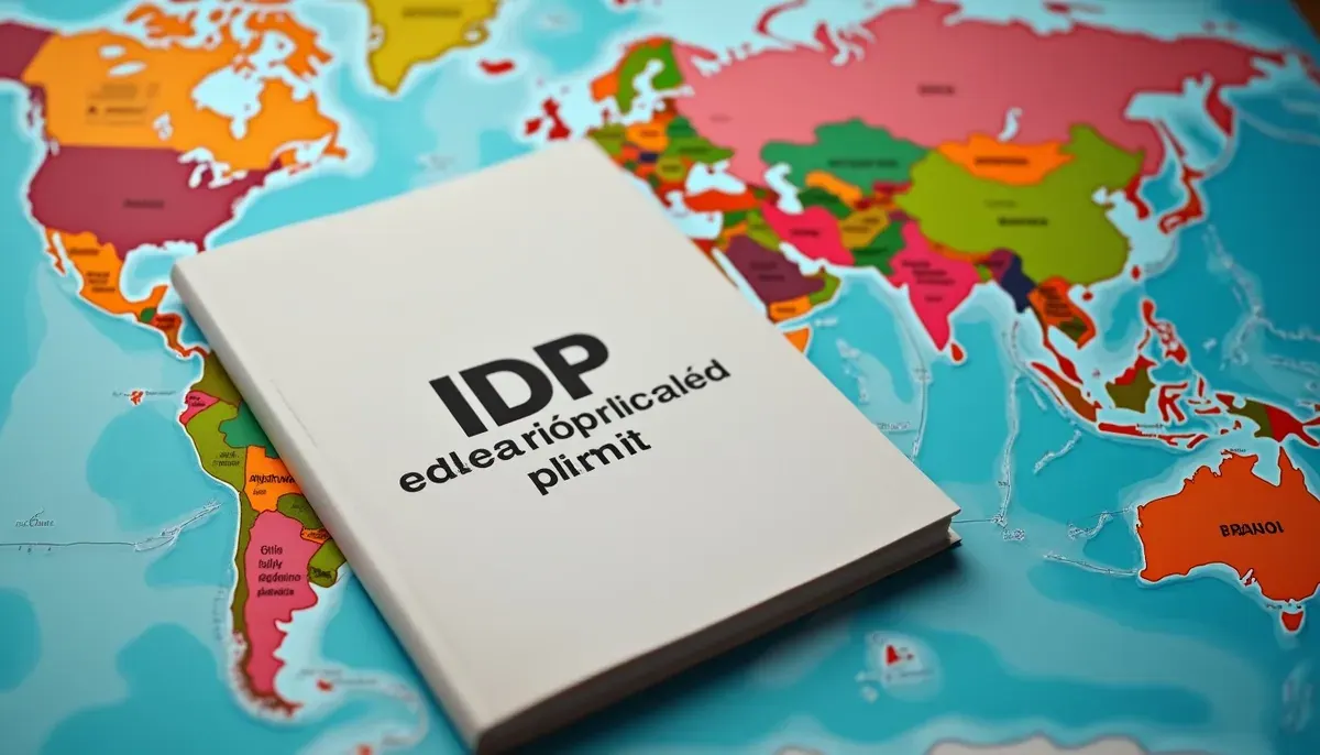 Permis de conduire international IDP français ouvert sur une carte du monde
