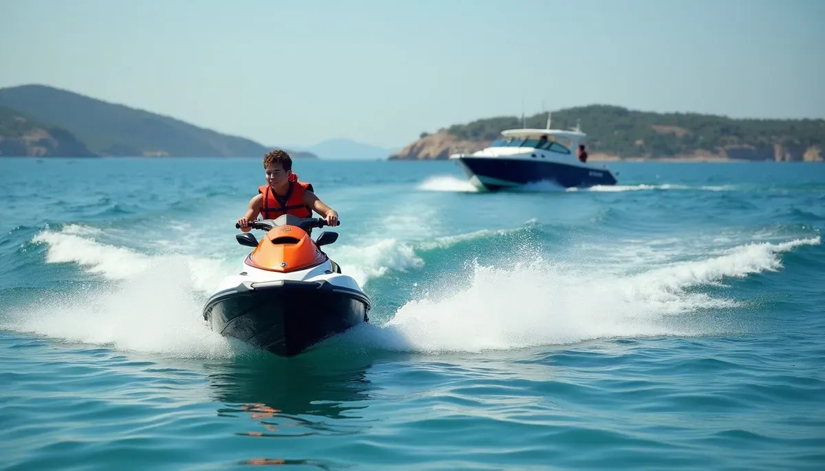 Jet-ski sur la mer Méditerranée par une journée ensoleillée
