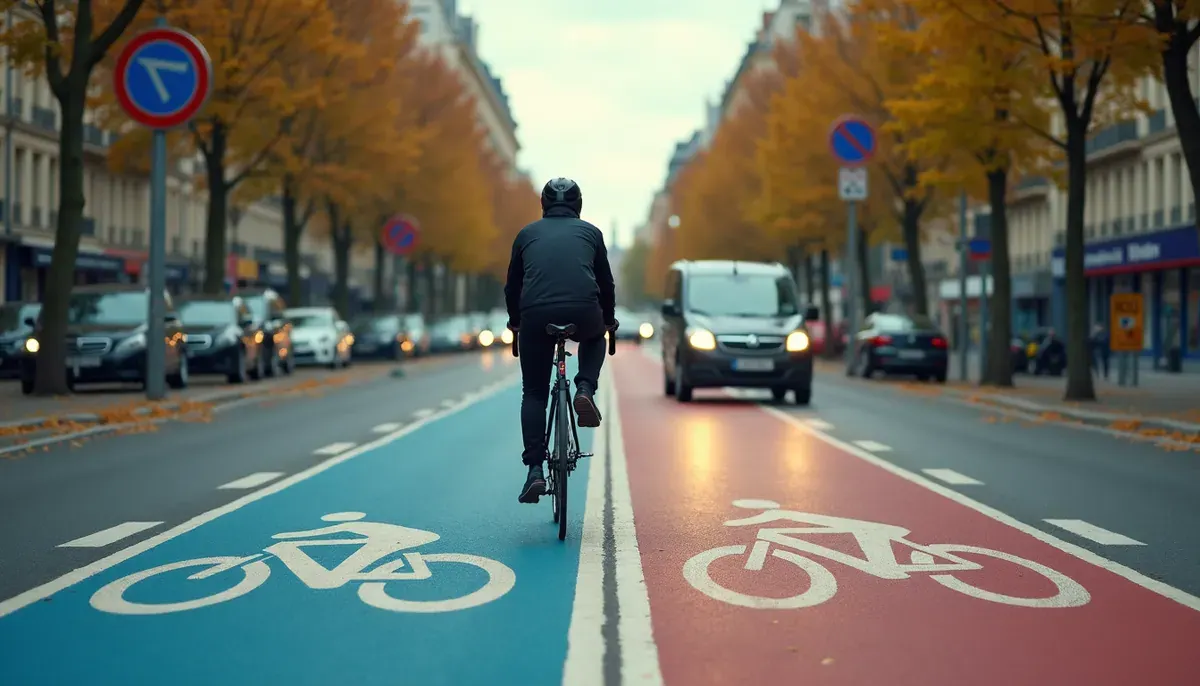Piste cyclable à Paris avec partage vélo voiture