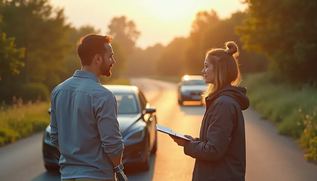 Jeune conducteur en formation post-permis avec un moniteur sur route française
