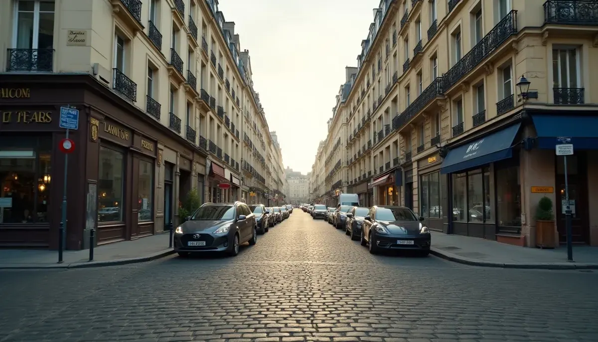 Carrefour étroit parisien avec panneau priorité à droite visible