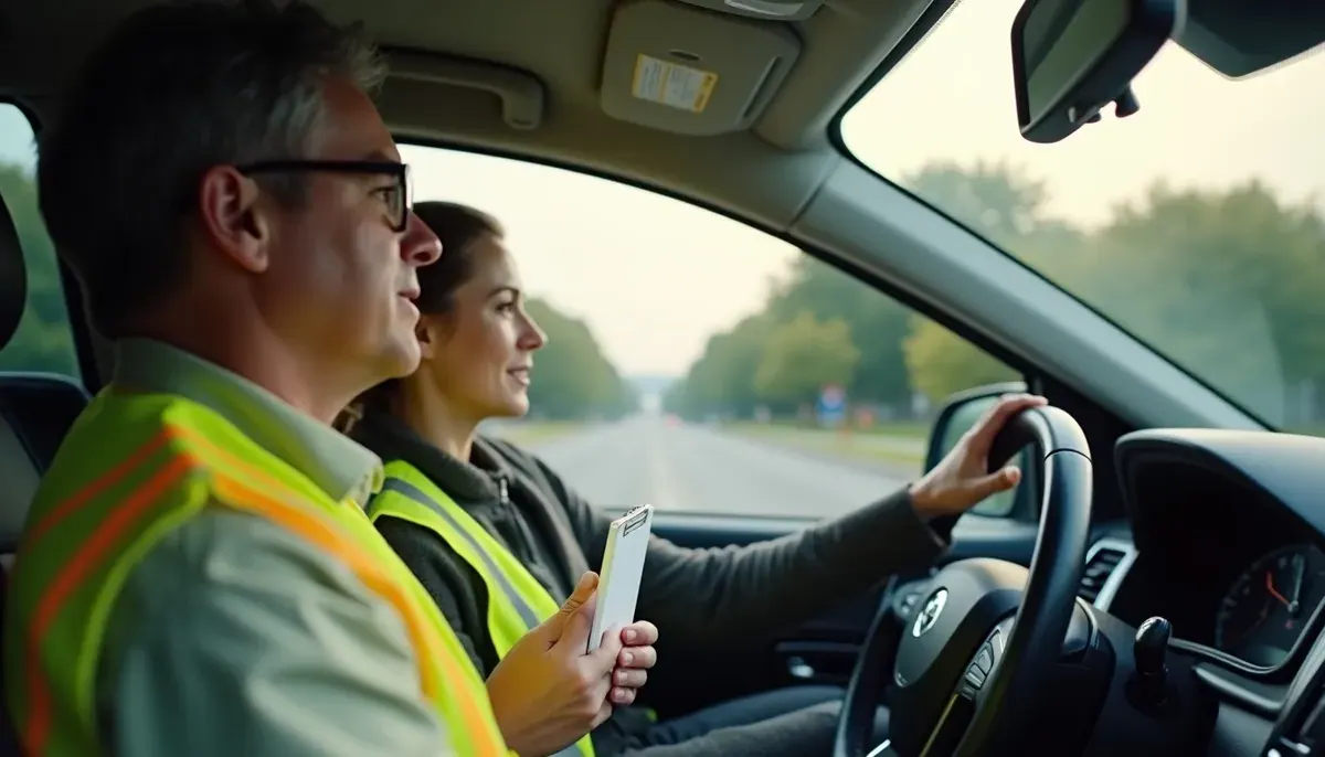 Moniteur d'auto-école guidant un conducteur lors d'un stage de perfectionnement à Paris